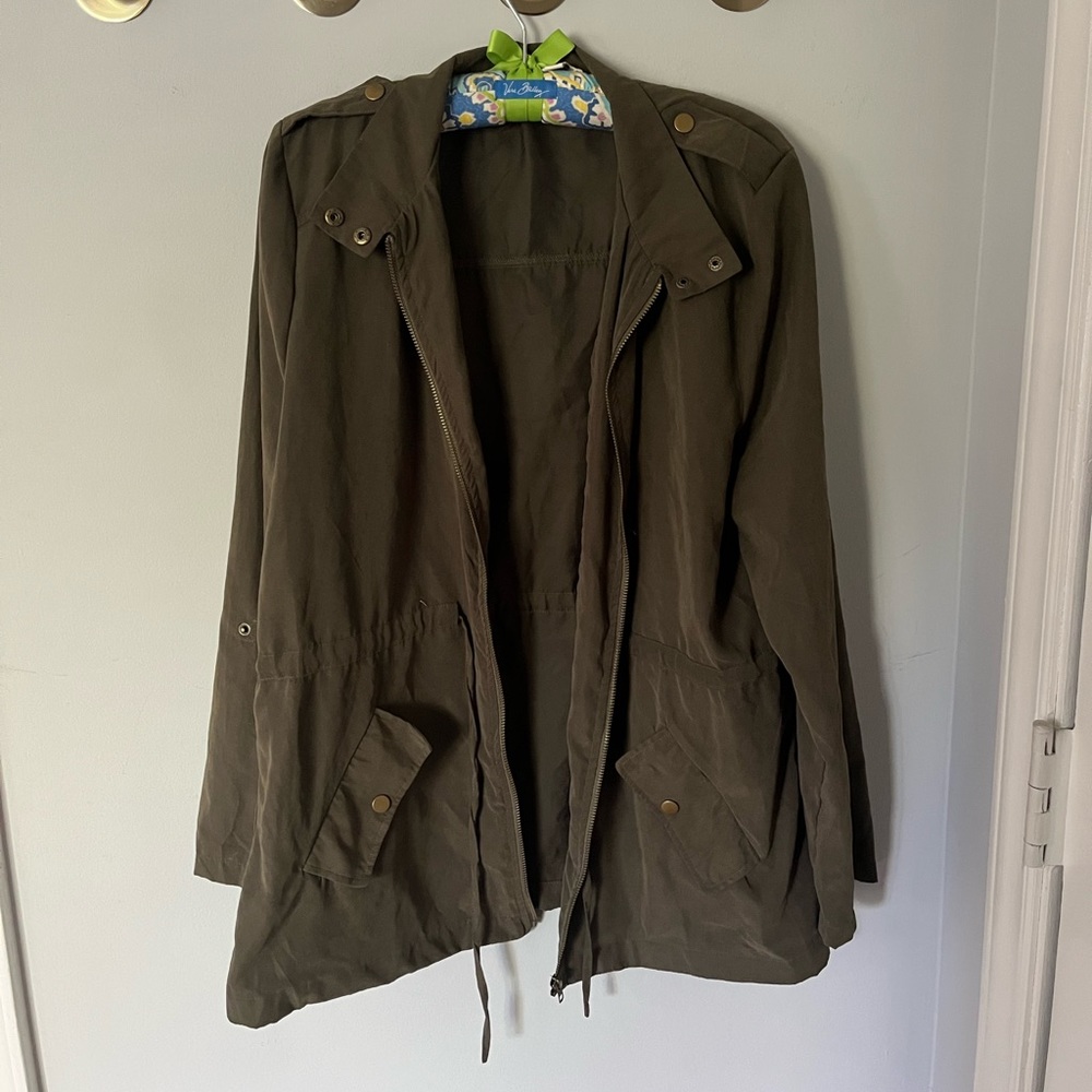 Umgee-L- Army Green- Light Weight Drawstring Jacket
